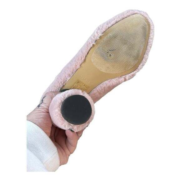 Aldo Fuzzy Fur Pink Block Heels - Picture 5 of 5